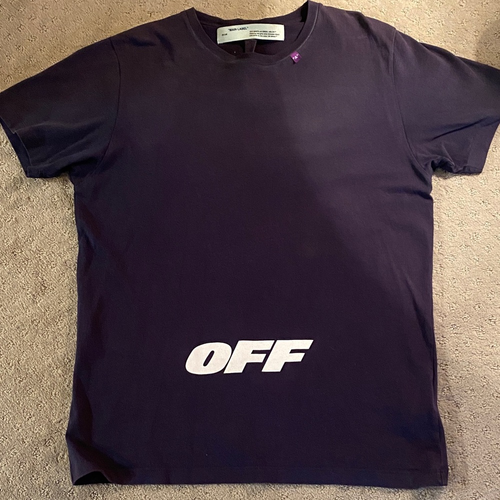 Off-White Purple Crewneck T‑Shirt with White OFF Logo